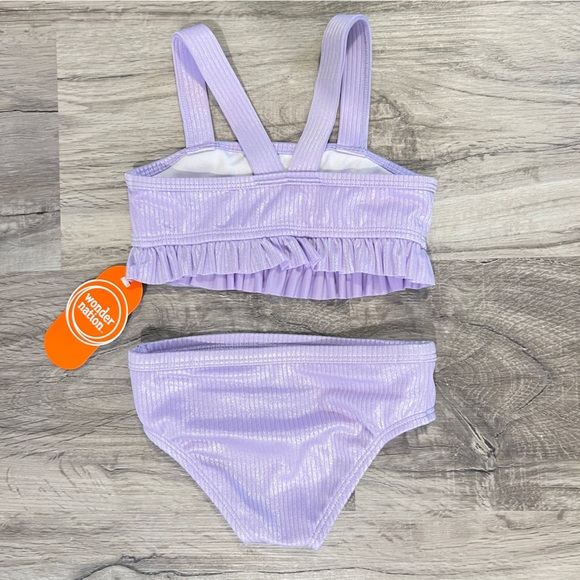 Wonder Nation Baby Toddler Girl's Bikini Swim Set Purple Ruffled 18 Mos. - Picture 2 of 3